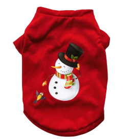 Bluzka świąteczna dla psa lub kota z motywem bałwana LITTLE SNOWMAN czerwona