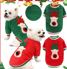 Ciepła bluza świąteczna dla psa lub kota RUDOLPH czerwona