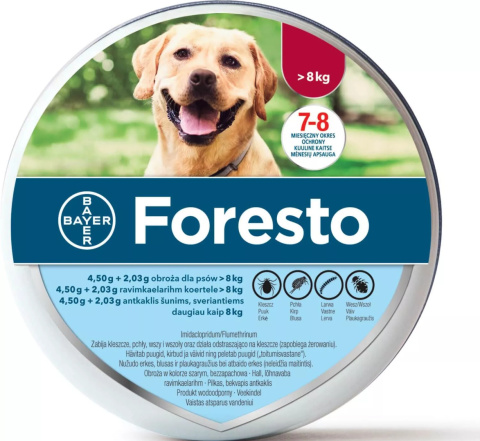 BAYER FORESTO- obroża przeciw pchłom i kleszczom dla psa > 8 kg BAYER FORESTO- obroża przeciw pchłom i kleszczom dla psa > 8 kg