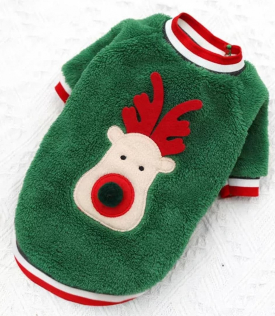 RUDOLPH ciepła bluza świąteczna dla psa zielona RUDOLPH ciepła bluza świąteczna dla psa zielona