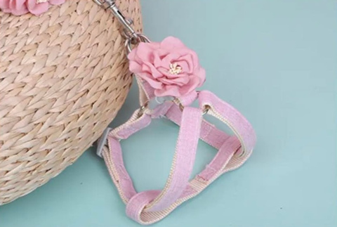 FLOWER szelki dla psa lub kota różowe FLOWER szelki dla psa lub kota różowe