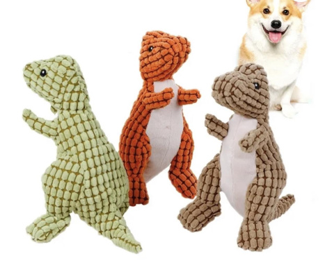 Pluszowa zabawka piszczałka dla psa lub kota DINOSAUR pomarańczowa Pluszowa zabawka piszczałka dla psa lub kota DINOSAUR pomarańczowa