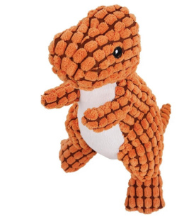 Pluszowa zabawka piszczałka dla psa lub kota DINOSAUR pomarańczowa
