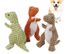 Pluszowa zabawka piszczałka dla psa lub kota DINOSAUR zielona