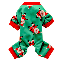 Świąteczna piżama we wzór Mikołaja dla psa lub kota SANTA zielona