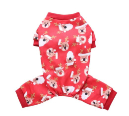 Świąteczna piżama we wzór renifera dla psa lub kota RUDOLPH czerwona