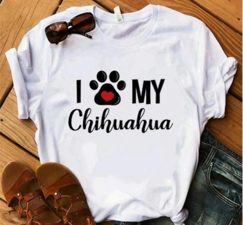 Bluzka damska z motywem psa I love my Chihuahua