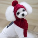 Komplet czapka + szalik dla psa lub kota ABIGAIL czerwony