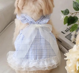 Sukienka dla psa i kota na ramiączkach COUNTRY niebieska