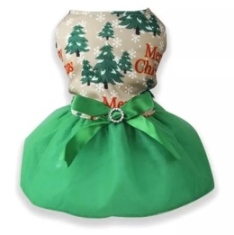 Sukienka świąteczna dla psa lub kota z kokardą MERRY CHRISTMAS zielona