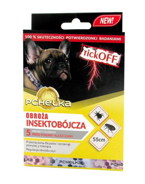 Obroża przeciw pchłom i kleszczom dla psa PCHEŁKA 55 cm Obroża przeciw pchłom i kleszczom dla psa PCHEŁKA 55 cm
