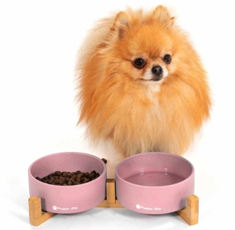 Ceramiczne miski dla psa lub kota na bambusowym stojaku HAPPY DOG Ceramiczne miski dla psa lub kota na bambusowym stojaku HAPPY DOG