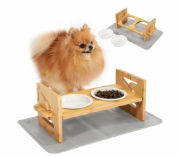 Ceramiczne miski na stojaku dla psa lub kota + mata HAPPY DOG