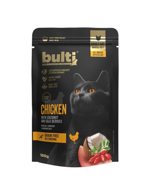 Karma mokra dla kota kurczak z kokosem i jagodami goji BULTI Superfood 100 g