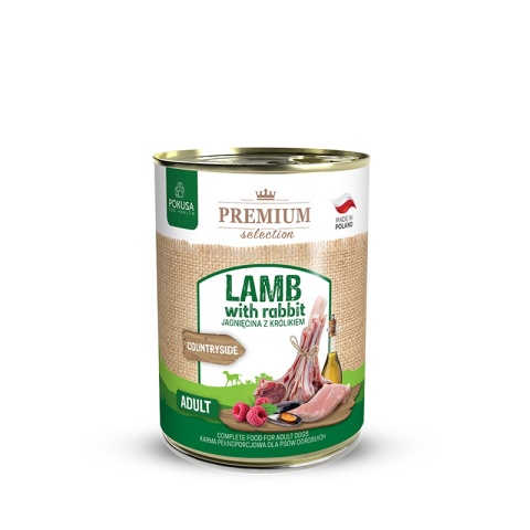 Karma mokra dla psów - jagnięcina z królikiem POKUSA Premium Selection 800 g