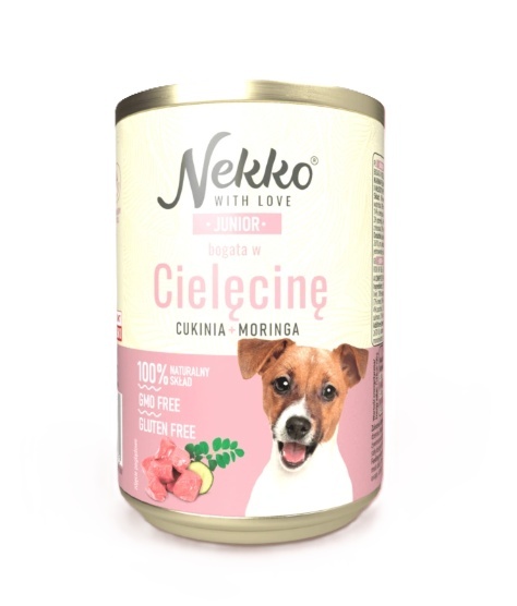Karma mokra puszka bogata w cielęcinę, cukinia + moringa NEKKO Junior 400g Karma mokra puszka bogata w cielęcinę, cukinia + moringa NEKKO Junior 400g