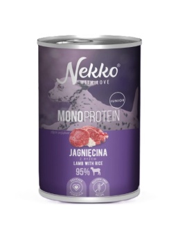 Monoproteinowa karma mokra puszka jagnięcina z ryżem NEKKO Junior 400g
