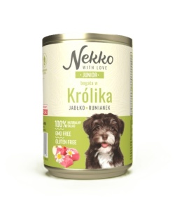 Karma mokra puszka bogata w królika, jabłko + rumianek NEKKO Junior 400g