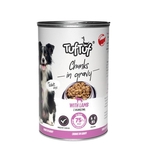Puszka kawałki mięsne z jagnięciną dla psa TUF TUF 1250 g Puszka kawałki mięsne z jagnięciną dla psa TUF TUF 1250 g