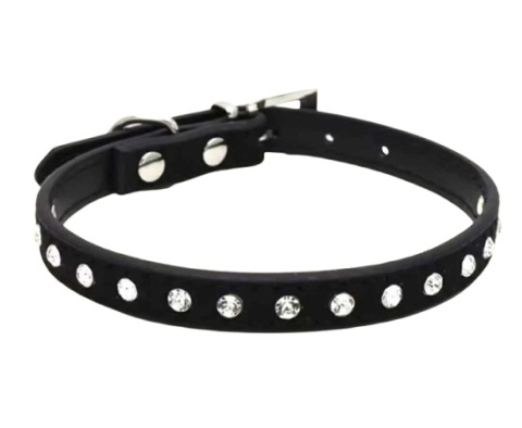 Obroża skórzana z ćwiekami dla psa lub kota DIAMOND czarna