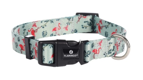 Regulowana obroża dla psa i kota Flamingo Samar zielona