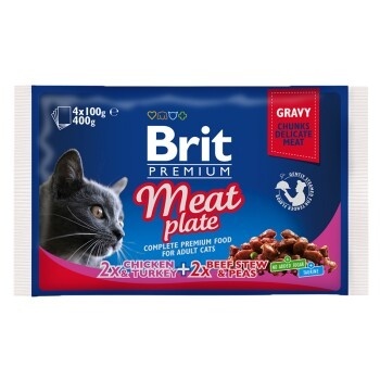 Saszetki dla kota BRIT Premium Meat Plate 4 x 100 g