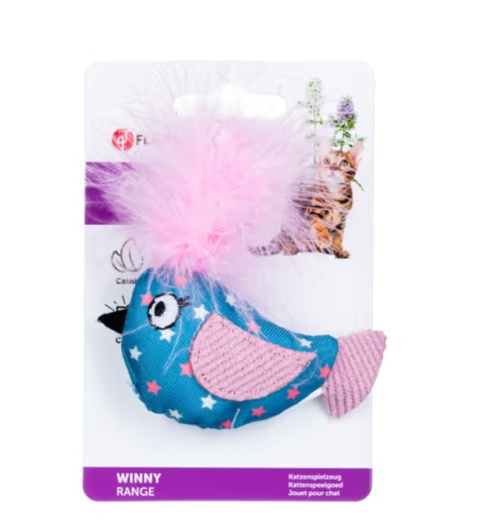 Ptaszek zabawka dla kota, z piórkiem boa i kocimiętką, szeleszcząca FLAMINGO Ptaszek zabawka dla kota, z piórkiem boa i kocimiętką, szeleszcząca FLAMINGO