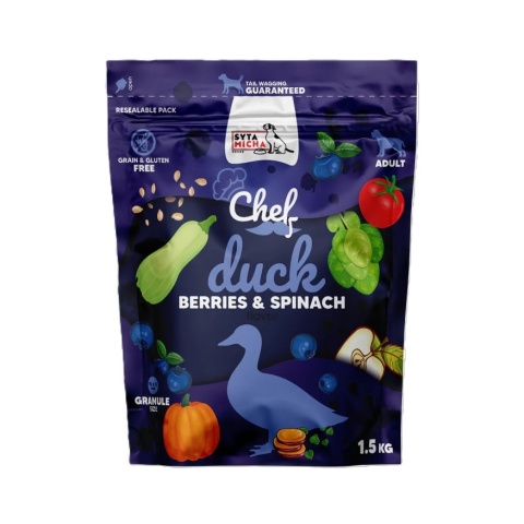 Sucha karma dla psa Kaczka, jagody i szpinak SYTA MICHA 1.5kg