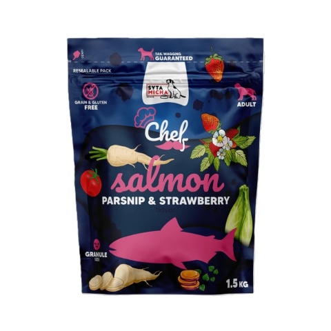 Sucha karma dla psa Łosoś, pasternak i truskawka SYTA MICHA 1.5kg