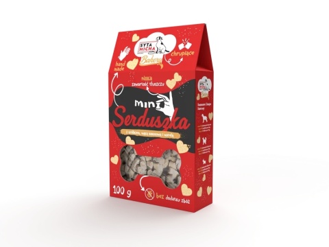 Ciastka dla psa Mini serduszka z królikiem, mąką kokosową i morelą SYTA MICHA 100g