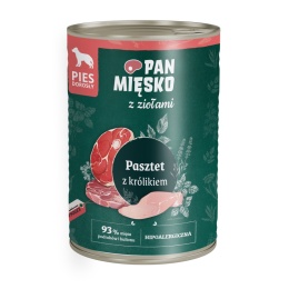 Karma mokra dla psa z Ziołami Pasztet z królikiem PAN MIĘSKO 400g
