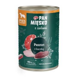 Karma mokra dla psa z Ziołami Pasztet z kaczką PAN MIĘSKO 400g