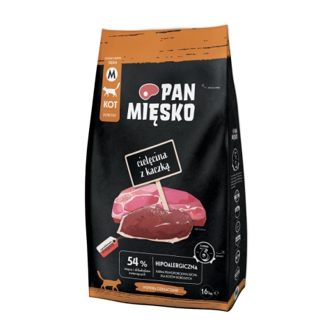 Karma sucha dla kota Cielęcina z kaczką PAN MIĘSKO 1,6kg