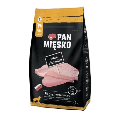 Karma sucha dla psa Indyk z bażantem PAN MIĘSKO 3kg