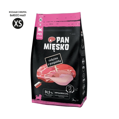 Karma sucha dla szczeniaka Cielęcina z przepiórką PAN MIĘSKO 3kg