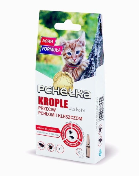 Krople przeciw pchłom i kleszczom dla kota PCHEŁKA 1 ml
