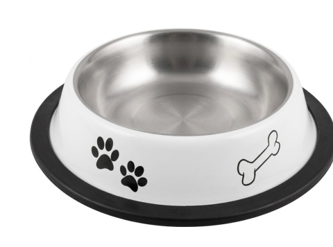 Miska metalowa na gumie PAWS AND BONES biała