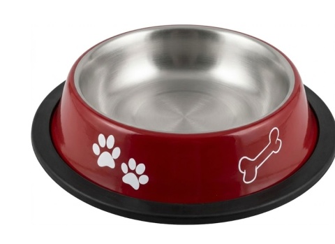 Duża miska metalowa na gumie PAWS AND BONES czerwona