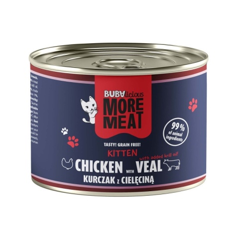 Mokra karma dla kociąt kurczak i cielęcina BUBAlicious More Meat 185 g