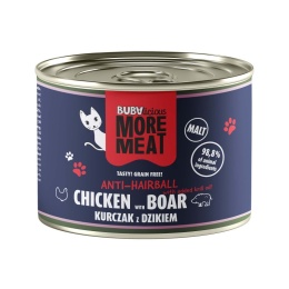 Mokra karma duoproteinowa dla kota kurczak dzik BUBAlicious ANTI HAIR-BALL 185 g