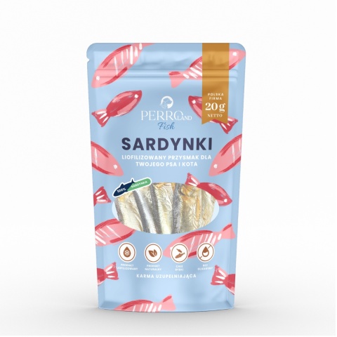 Sardynki liofilizowane przysmak dla psów i kotów PERROland FISH 20g