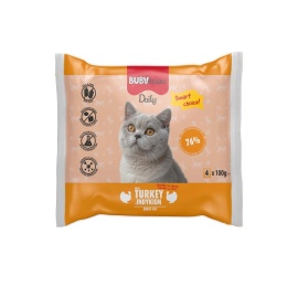 Saszetki dla kota z indykiem kawałki w delikatnym sosie BUBAlicious Daily 100g