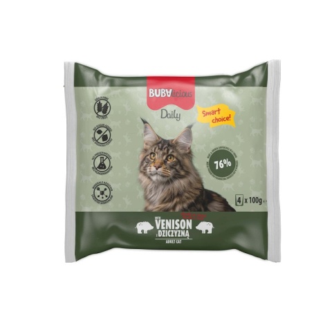 Saszetki dla kota z dziczyzną kawałki w delikatnym sosie BUBAlicious Daily 100g