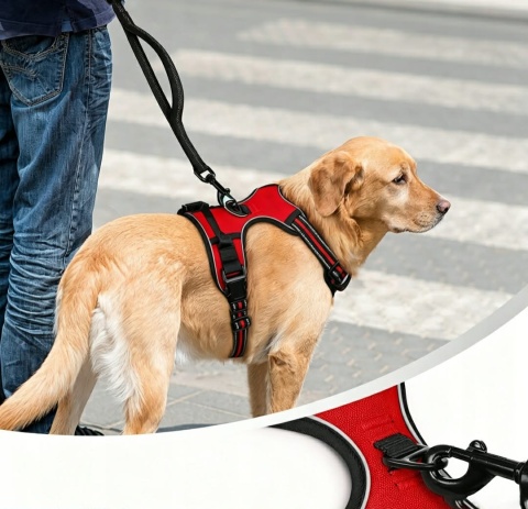 Szelki typu guard dla psów średnich ras BIG DOG czerwone